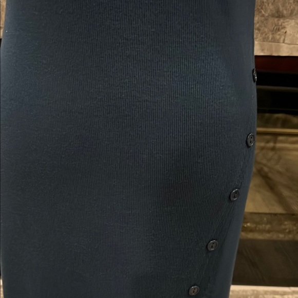 Bordeaux Blue Midi Dress with Side Button design and slit, size Medium - Picture 4 of 11